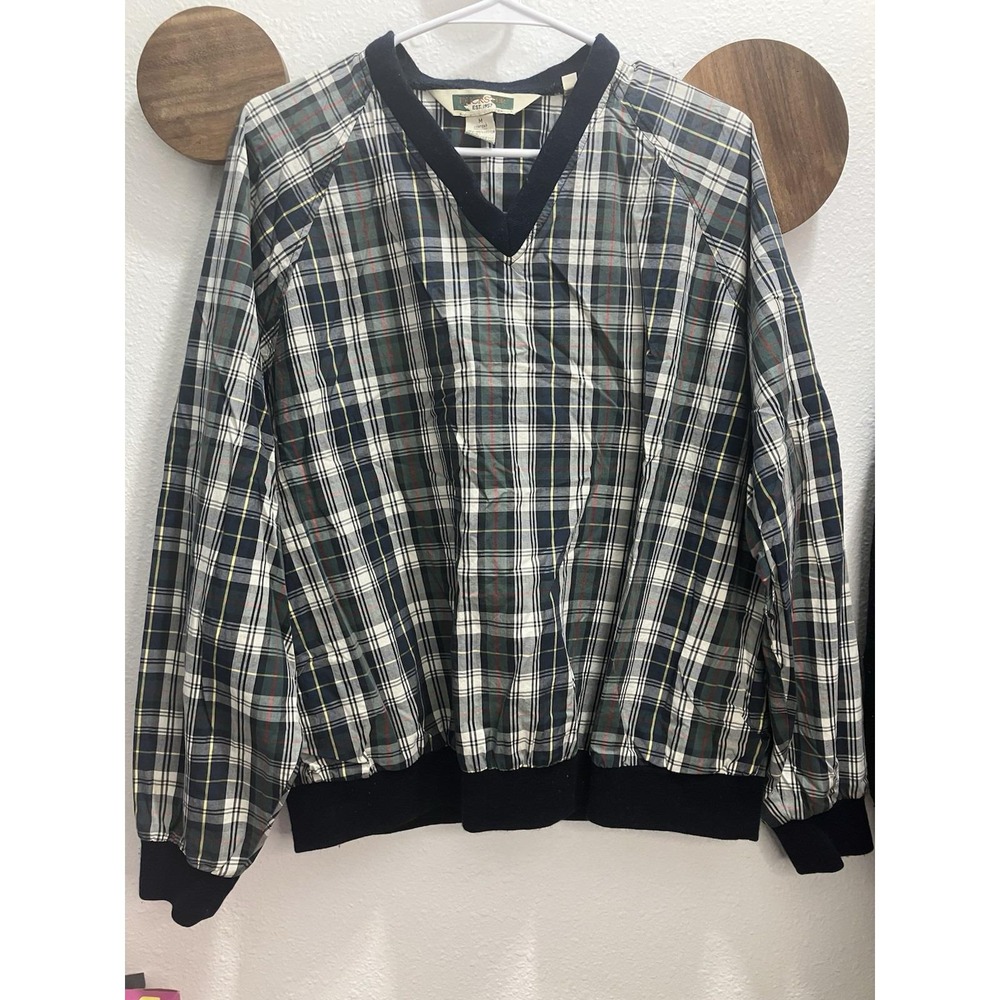 Vintage Duckster Outerwear Men's V Neck LS Golf Pullover Windbreaker Size Medium
